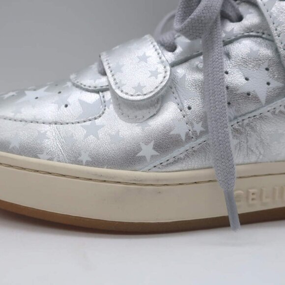 Celine CT-02 Scratch Sneakers Star Print Metallic Silver Leather Size 37 - Picture 9 of 15